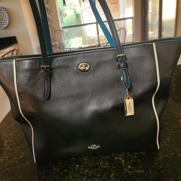 Coach Handbags - Coach black and turquoise tote